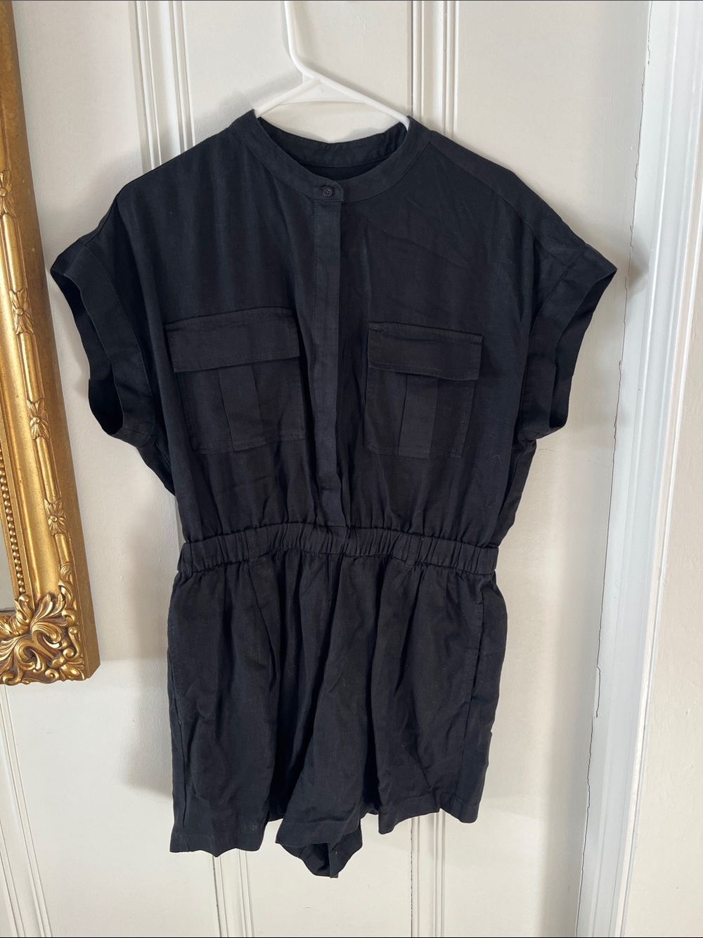 GAP Black Short-Sleeve Utility Romper size medium